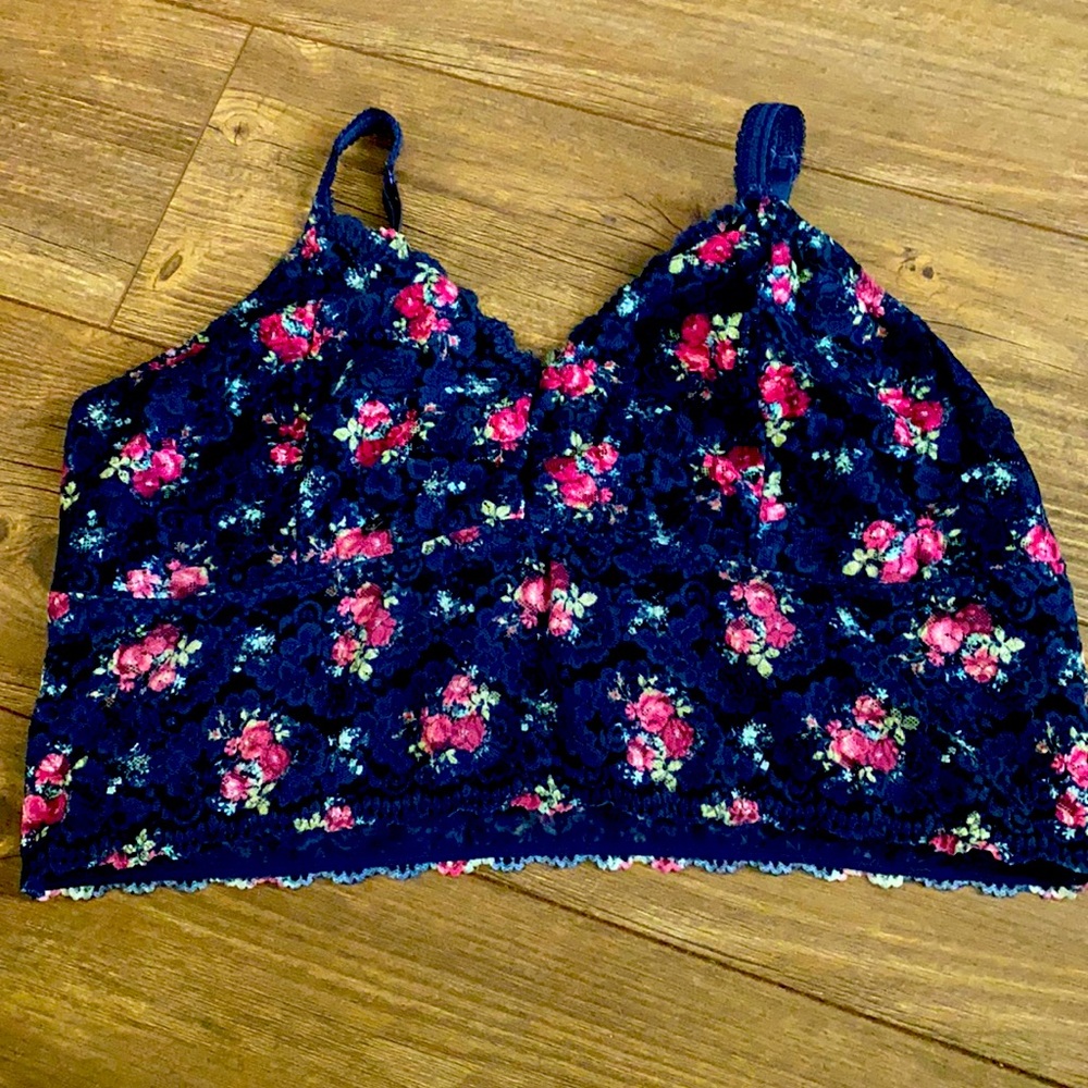 Navy blue with flowers bralette